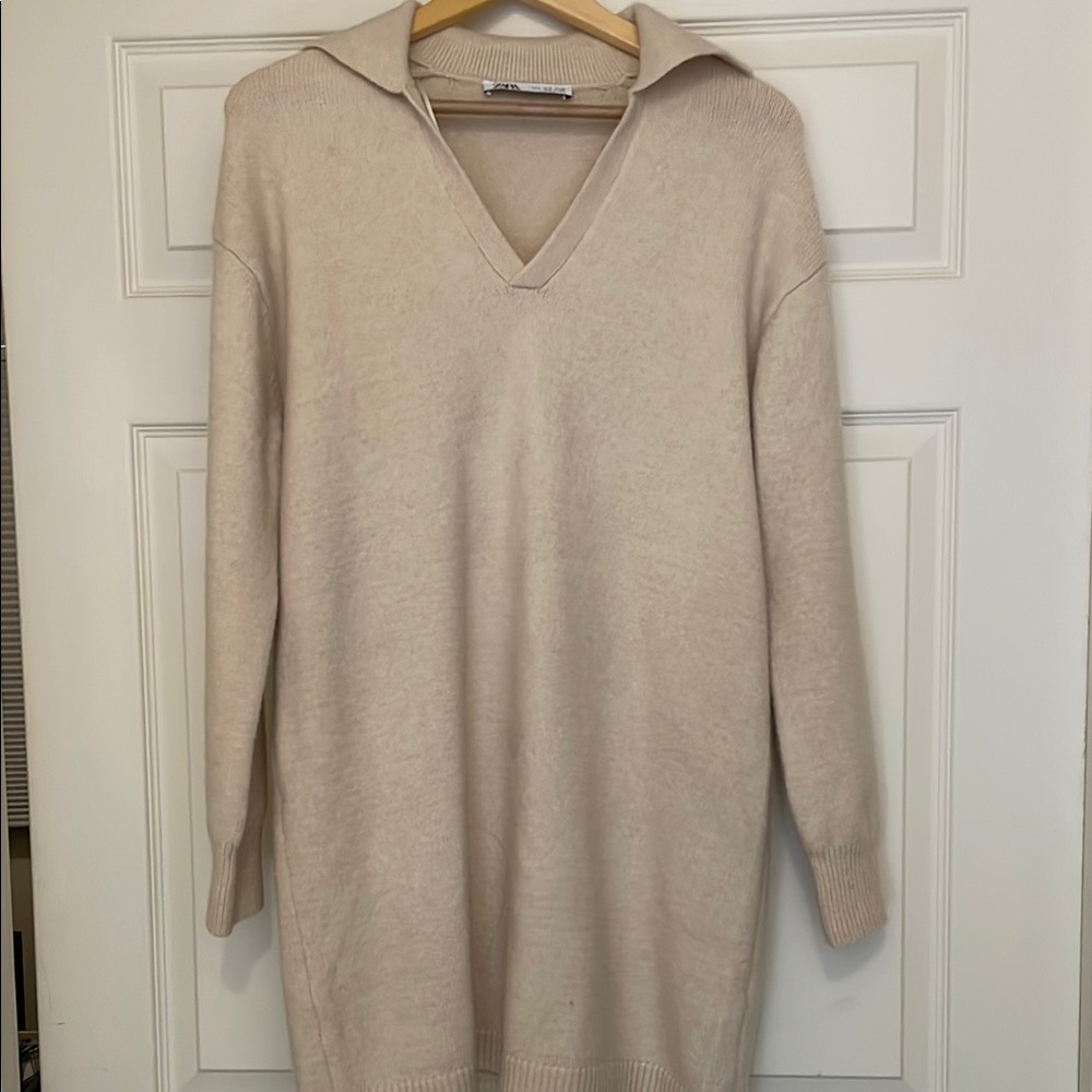 Beige V-Neck Women's Sweater